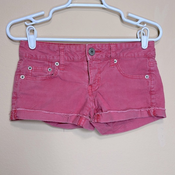 Pants - American Eagle Corduroy Stretch Shortie Shorts, Melon Pink, Size 0